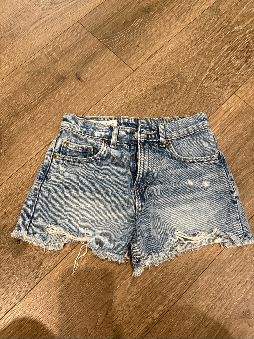 Zara Light Blue Distressed Denim Kids Shorts